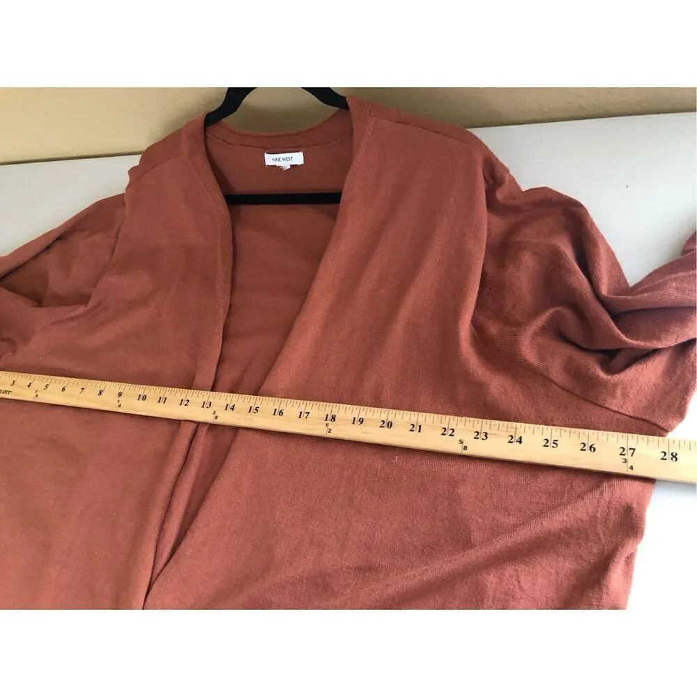 Nine West Open Front Duster Long  Cardigan Sweater Pockets SZ 3X